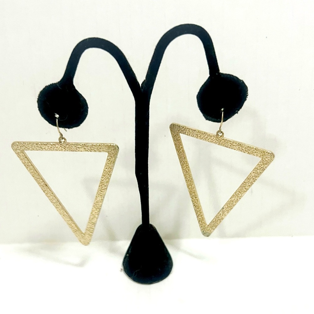 Elegant Gold Tone Brass Triangle Earrings